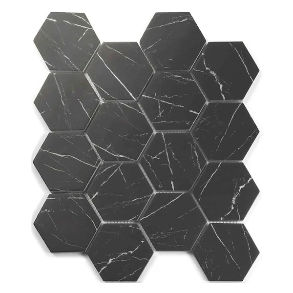 Apollo Tile Aloha 10 x 12 in. Polished Black with White Vein Glass, Wall and Floor Tile 8.29 sq ft/case, 10PK - APLNNH8816BKA