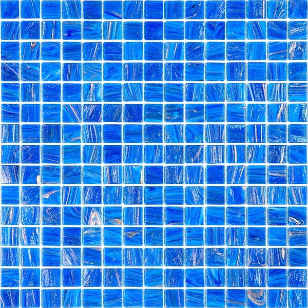 Apollo Tile Celestial 12 in. x 12 in. Glossy Azure Blue Glass Mosaic Wall and Floor Tile 20 sq. ft./case, 20PK - APLST88BL537A