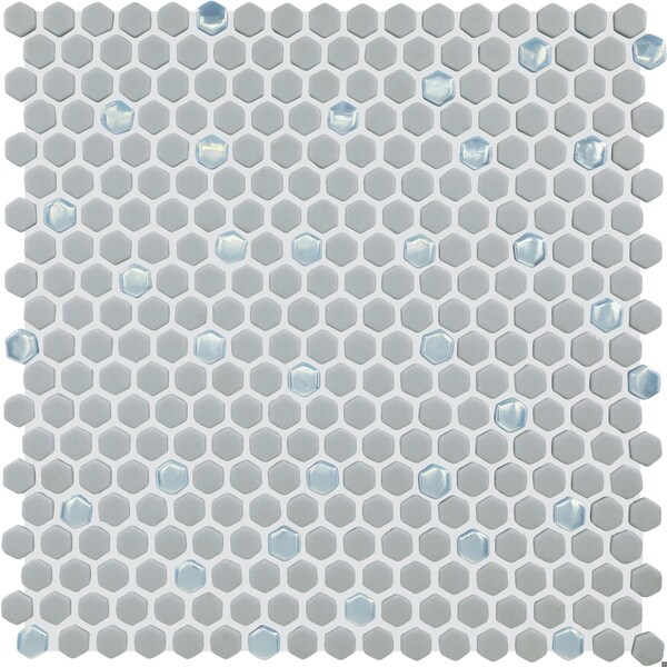 Daltile Starcastle 5/8'' Mini Hexagon Glass Wall and Floor Mosaic, 15PK - SC77MINIHEXMSMT