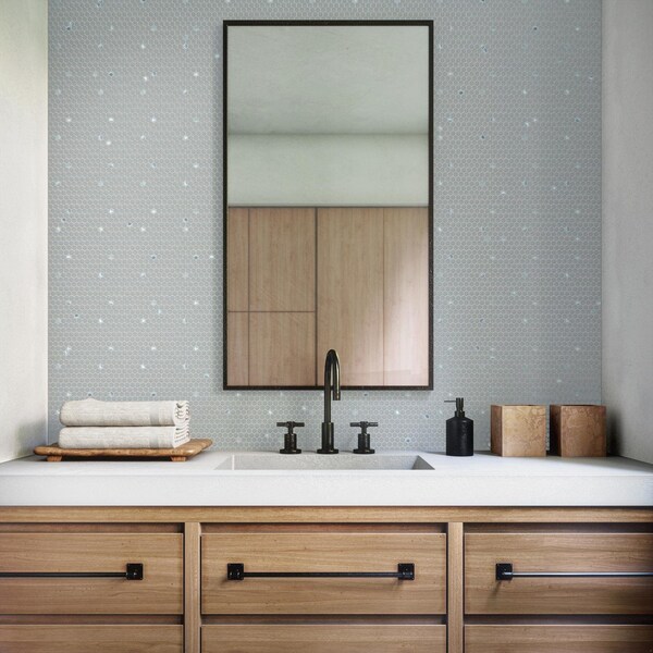 Daltile Starcastle 5/8'' Mini Hexagon Glass Wall and Floor Mosaic, 15PK - SC77MINIHEXMSMT