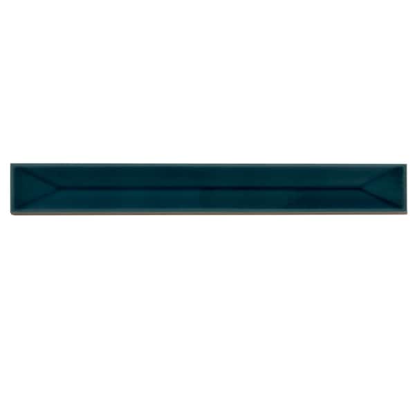 Apollo Tile 2 x 16 in. Glossy Emerald Petrol Blue Ceramic Deco Subway Wall Tile 10.76 sq ft/case, 50PK - FLT88DECPET216