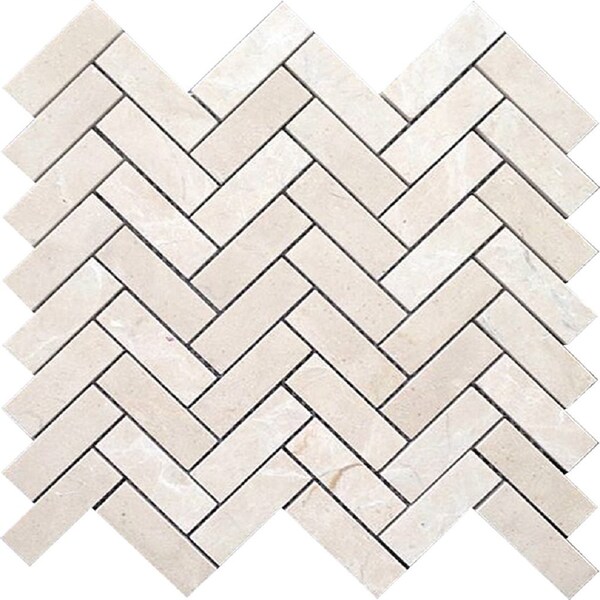 Apollo Tile Ivory Beige 11.9 in x 12.8 in Crema Marfil Polished Floor and Wall Mosaic Tile 5.29 sqft/case, 5PK - APLVL88H06A