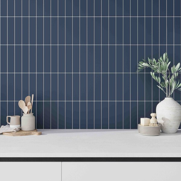 Apollo Tile Arte 1.97 in. x 7.87 in. Matte Blue Ceramic Subway Wall and Floor Tile 6.48 sq. ft./case 60-pack - APLRID88NAVM