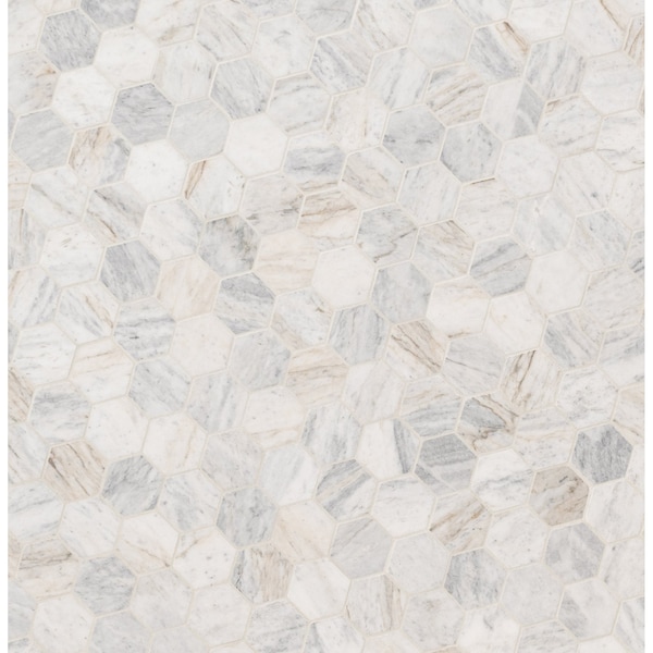 Msi Capri Blue Hexagon 12 In. X 11.75 In. X 10Mm Honed Mosaic Marble Floor And Wall Tile, 10PK - ZOR-MD-0532