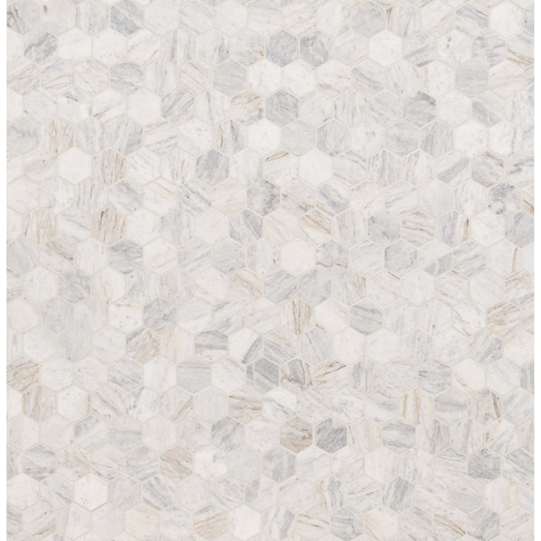 Msi Capri Blue Hexagon 12 In. X 11.75 In. X 10Mm Honed Mosaic Marble Floor And Wall Tile, 10PK - ZOR-MD-0532