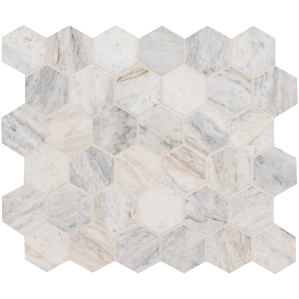 Msi Capri Blue Hexagon 12 In. X 11.75 In. X 10Mm Honed Mosaic Marble Floor And Wall Tile, 10PK - ZOR-MD-0532