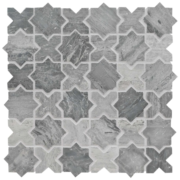Msi Montague Blue Oak 11.81 In. X 11.81 In. X 10Mm Polished Mosaic Marble Floor And Wall Tile, 10PK - ZOR-MD-0535