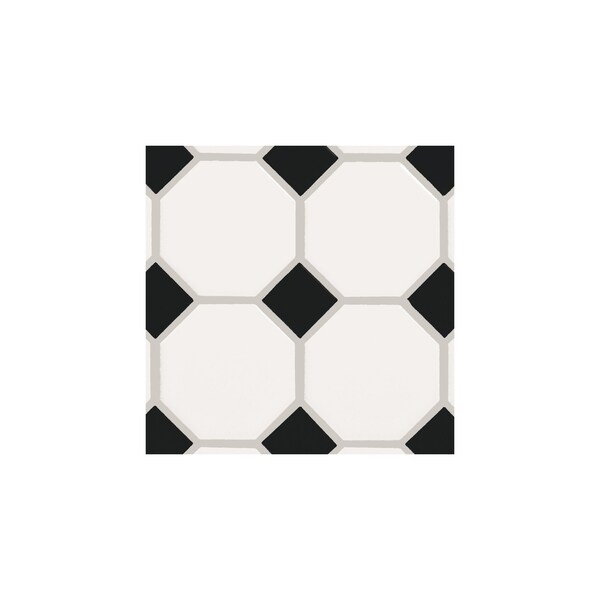 Daltile Daltile Octagon and Dot 2 x 2 Ceramic Mosaic Wall & Floor Tile in White/Black, 10PK - 65012OCT21MS1P2