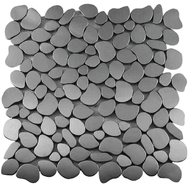 Apollo Tile Pebble Gray 12.2 in x 12.2 in Metal Polished Floor and Wall Mosaic Tile 5.17 sqft/case, 5PK - APLMM8826A