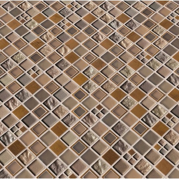 Msi Manhattan Mounted SAMPLE Blend Random Sized Glass And Metal Mosaic Tile In Brown - ZOR-MD-0113-SAM