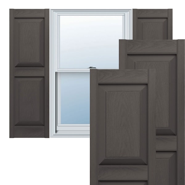 Ekena Millwork Lifetime Vinyl, Custom Two Equal Panels, Raised Panel Shutters, w/Shutter-Loks, LP2C12X07600MS, PR - LP2C12X07600MS