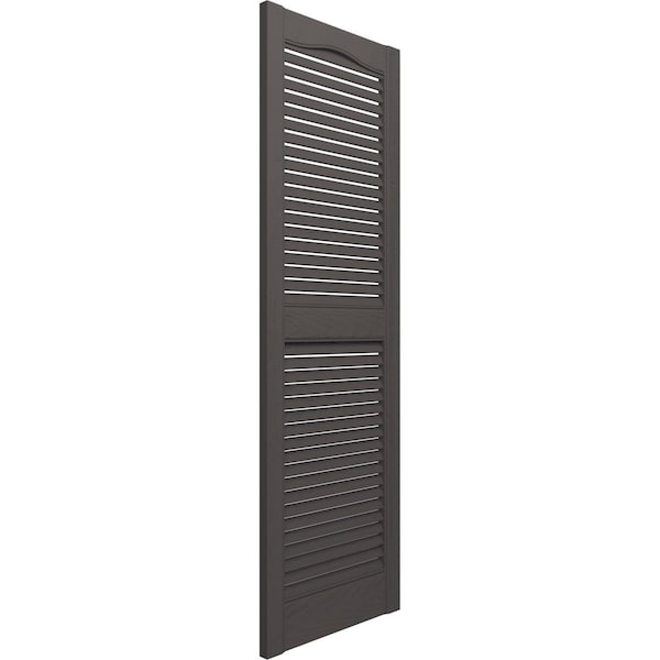 Ekena Millwork Lifetime Vinyl, Cathedral Top Center Mullion, Open Louver Shutters, w/Shutter-Loks, LL1C12X07700MS, PR - LL1C12X07700MS