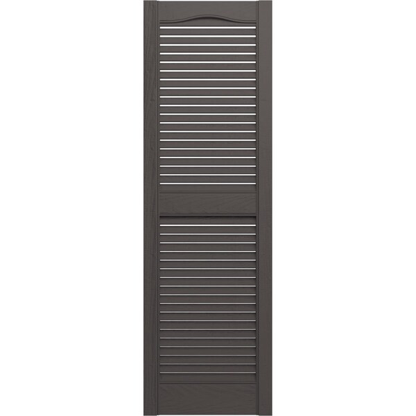 Ekena Millwork Lifetime Vinyl, Cathedral Top Center Mullion, Open Louver Shutters, w/Shutter-Loks, LL1C12X07700MS, PR - LL1C12X07700MS
