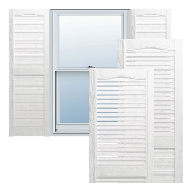 Ekena Millwork 14 1/2-in. W x 80-in. H Mid-America Vinyl, Standard Size, Open Louver Shutter, 117 - Bright White, PR - 00011480117