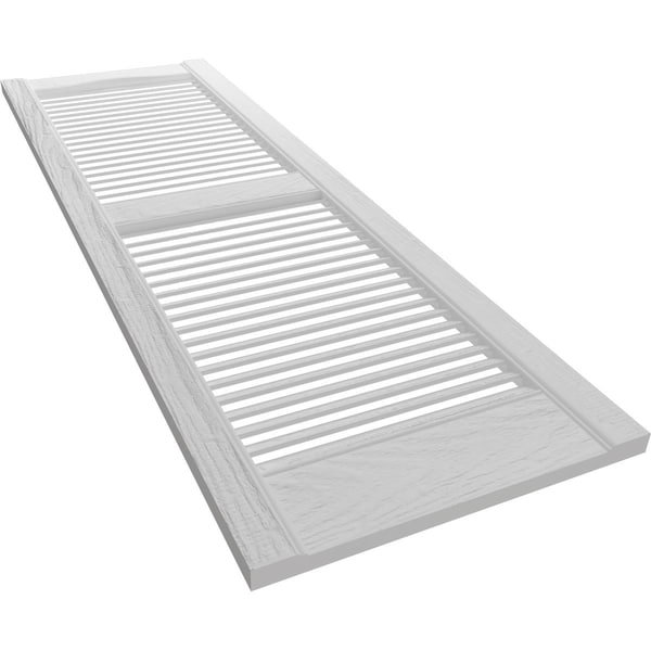 Ekena Millwork Lifetime Vinyl, Standard Cathedral Top Center Mullion, Open Louver Shutters, LL1S14X06000WH, PR - LL1S14X06000WH