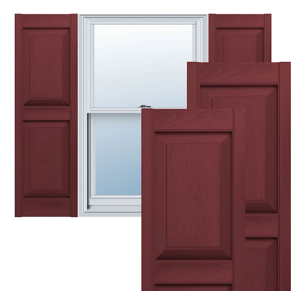Ekena Millwork Lifetime Vinyl, Standard Two Equal Panels, Raised Panel Shutters, LP2S14X05500WN, PR - LP2S14X05500WN