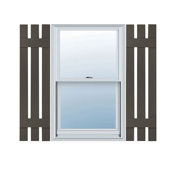 Ekena Millwork Lifetime Vinyl, Standard Three Board Spaced, Board-n-Batten Shutters, LS3S12X03500MS, PR - LS3S12X03500MS
