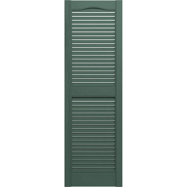 Ekena Millwork Lifetime Vinyl, Standard Cathedral Top Center Mullion, Open Louver Shutters, LL1S14X06000FG, PR - LL1S14X06000FG