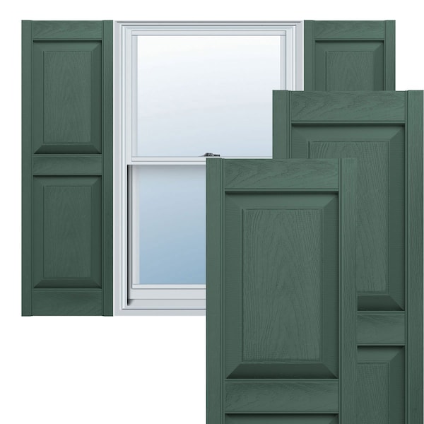 Ekena Millwork Lifetime Vinyl, Standard Two Equal Panels, Raised Panel Shutters, LP2S14X06700FG, PR - LP2S14X06700FG