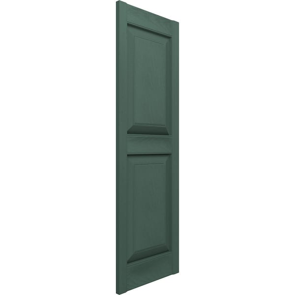 Ekena Millwork Lifetime Vinyl, Standard Two Equal Panels, Raised Panel Shutters, LP2S14X06700FG, PR - LP2S14X06700FG