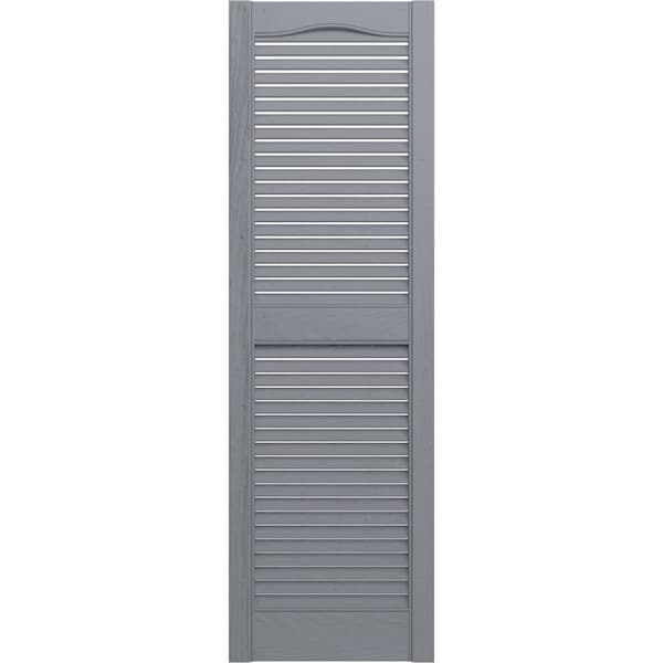 Ekena Millwork Lifetime Vinyl, Standard Cathedral Top Center Mullion, Open Louver Shutters, LL1S14X04800PG, PR - LL1S14X04800PG