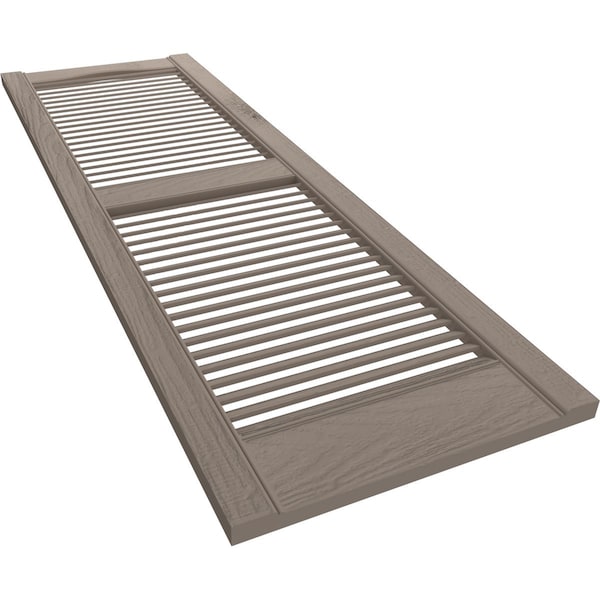 Ekena Millwork Lifetime Vinyl, Standard Cathedral Top Center Mullion, Open Louver Shutters, LL1S12X04800CL, PR - LL1S12X04800CL