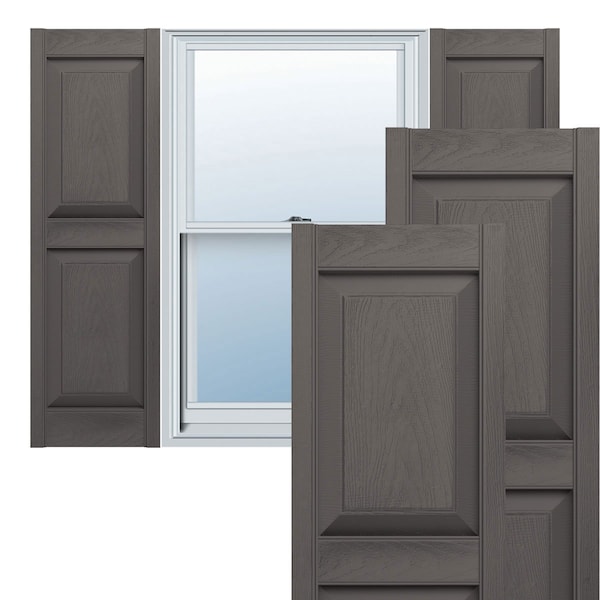 Ekena Millwork Lifetime Vinyl, Standard Two Equal Panels, Raised Panel Shutters, LP2S14X05900TG, PR - LP2S14X05900TG