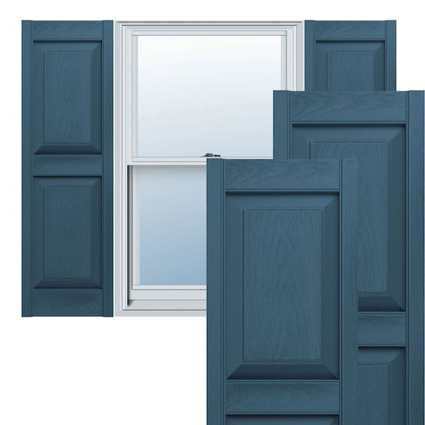 Ekena Millwork Lifetime Vinyl, Standard Two Equal Panels, Raised Panel Shutters, LP2S14X03900CB, PR - LP2S14X03900CB