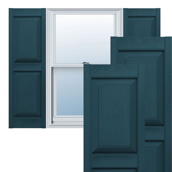 Ekena Millwork Lifetime Vinyl, Standard Two Equal Panels, Raised Panel Shutters, LP2S14X05500MB, PR - LP2S14X05500MB