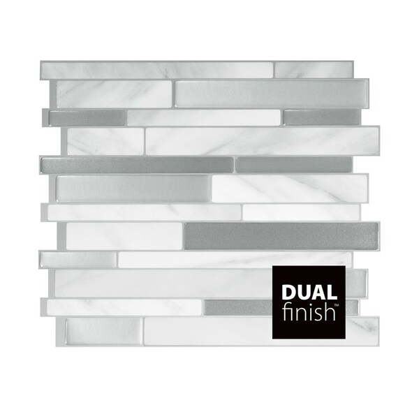 Smart Tiles Smart Tiles 9.63 in. W X 11.55 in. L Gray/White Mosaic Vinyl Adhesive Wall Tile 4 pc - SM1060-4