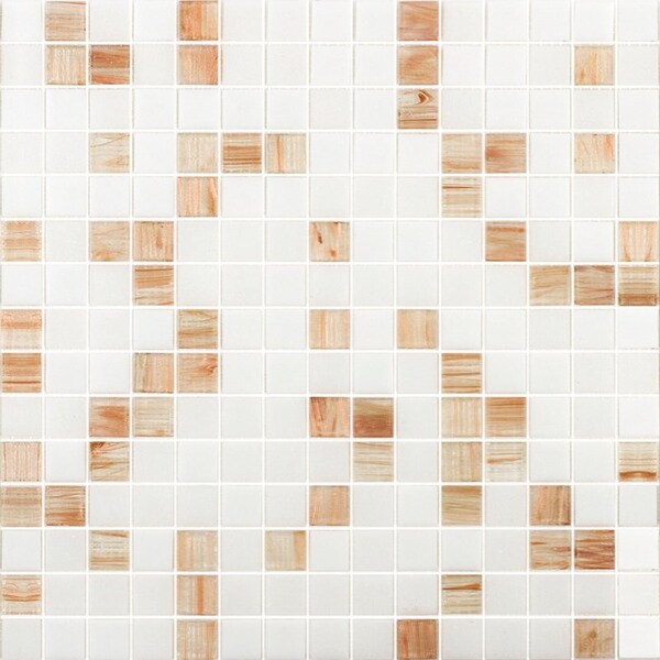 Apollo Tile Mingles 12 in. x 12 in. Glossy White and Beige Glass Mosaic Wall and Floor Tile 20 sqft/case, 20PK - MIX2088WH122A