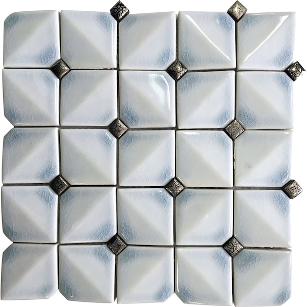 Apollo Tile Frost White 12 in x 12 in Ceramic Glossy Wall Mosaic Tile 5 sqft/case, 5PK - APLCMC8803A