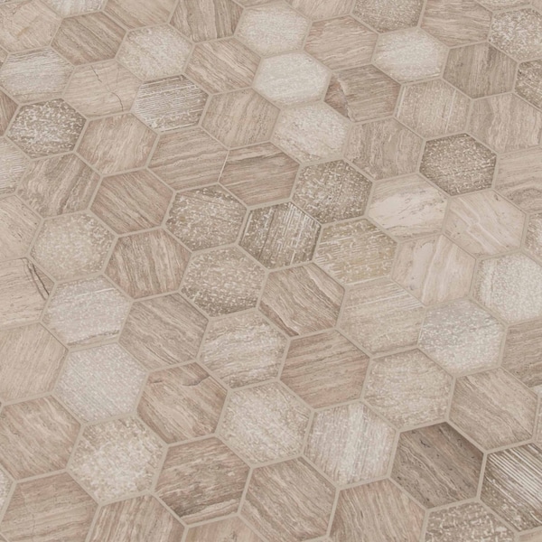 Msi Honeycomb Hexagon 12 In. X 12 In. X 10Mm Natural Marble Mesh-Mounted Mosaic Floor And Wall Tile, 10PK - ZOR-MD-0430