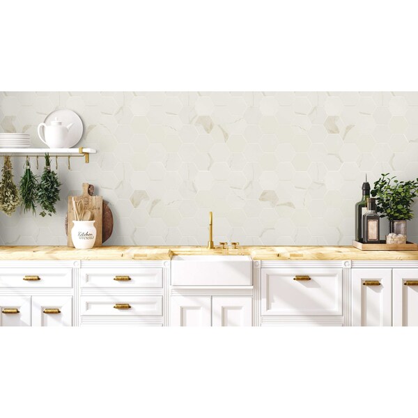 Msi Eden Calacatta Sample. Matte Porcelain Hexagon Floor & Wall Tile - ZOR-PT-0635-SAM