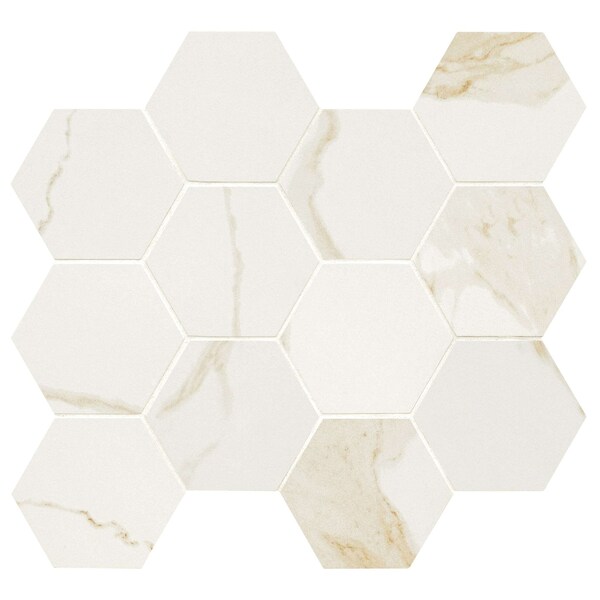 Msi Eden Calacatta Sample. Matte Porcelain Hexagon Floor & Wall Tile - ZOR-PT-0635-SAM