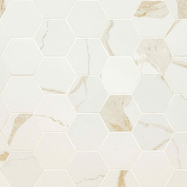 Msi Eden Calacatta Sample. Matte Porcelain Hexagon Floor & Wall Tile - ZOR-PT-0635-SAM