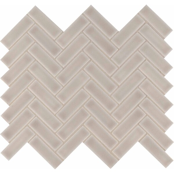 Msi Portico Pearl Herringbone 11.3 In. X 12.56 In. X 8 Mm Glossy Ceramic Mesh-Mounted Mosaic Tile, 10PK - ZOR-MD-0242