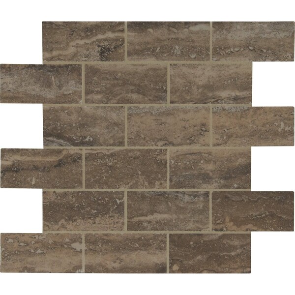 Msi Pietra Venata Noce 12"x12"x10mm Polished Porcelain Mesh-Mounted Mosaic Floor And Wall Tile, 10PK - ZOR-PT-0606