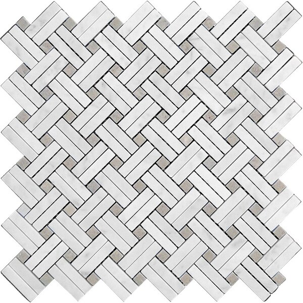 Apollo Tile White 11.2 in x 11.5 in Marble Polished Floor and Wall Mosaic Tile 4.47 sqft/case, 5PK - APLKB88B05A