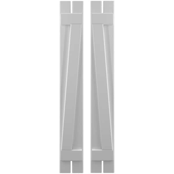 Ekena Millwork Americraft 2-Board (2 Batten) Wood Spaced Board-n-Batten Shutters w/ Z-Bar, ARW102SB207X67PRH - ARW102SB207X67PRH