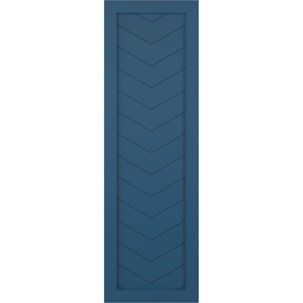Ekena Millwork True Fit PVC Single Panel Chevron Modern Style Fixed Mount Shutters, Sojourn Blue, 15W x 26H, PR - TFP001CV15X026HB