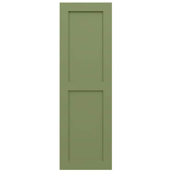 Ekena Millwork True Fit PVC Two Equal Flat Panel Shutters, Moss Green, 12W x 25H, PR - TFP101FPF12X025MG