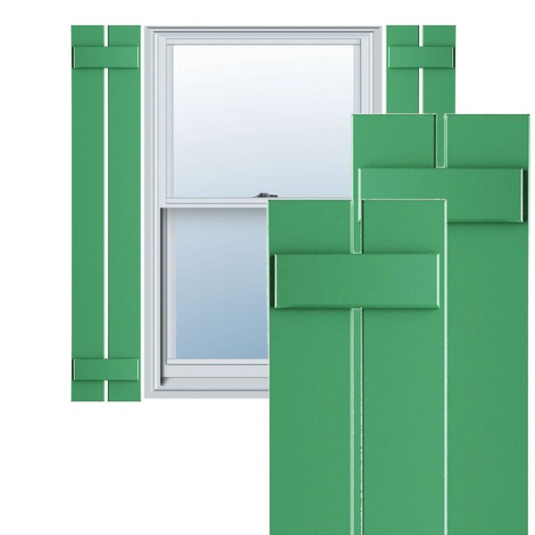 Ekena Millwork True Fit PVC, Two Board Spaced Board-n-Batten Shutters, Lilly Pads, 11 1/4W x 41H, PR - TFP101SBF11X041LP