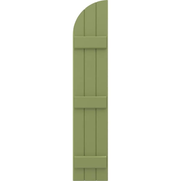 Ekena Millwork Americraft 3-Board (3 Batten) Wood Joined Board-n-Batten Shutters w/ Arch Top, ARW401BQ311X80MGH, PR - ARW401BQ311X80MGH