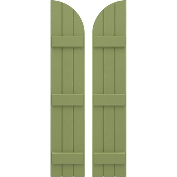 Ekena Millwork Americraft 3-Board (3 Batten) Wood Joined Board-n-Batten Shutters w/ Arch Top, ARW401BQ311X80MGH, PR - ARW401BQ311X80MGH