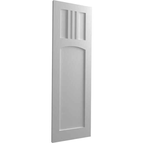 Ekena Millwork True Fit PVC San Miguel Mission Style Fixed Mount Shutters, Primed, 15"W x 58"H - TFP001SM15X058PR