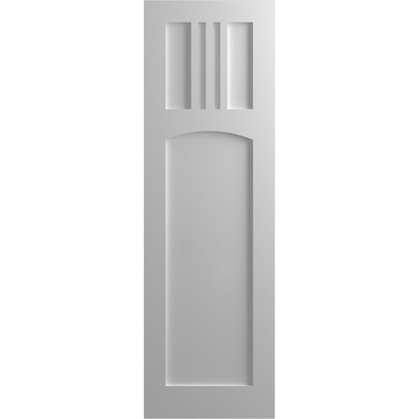 Ekena Millwork True Fit PVC San Miguel Mission Style Fixed Mount Shutters, Primed, 15"W x 58"H - TFP001SM15X058PR