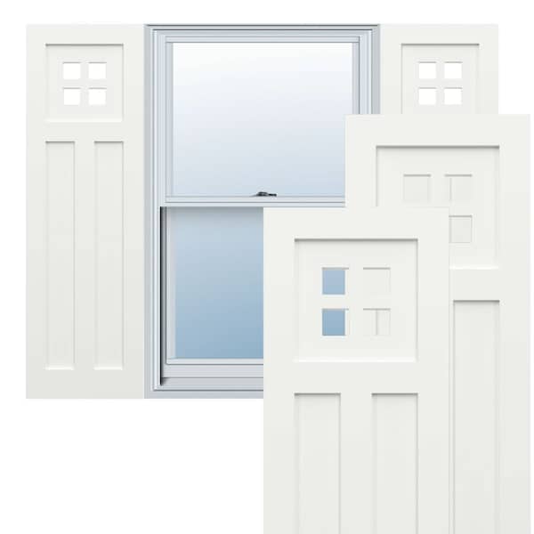Ekena Millwork True Fit PVC San Antonio Mission Style Fixed Mount Shutters, Unfinished, 15W x 29H, PR - TFP001ST15X029UN