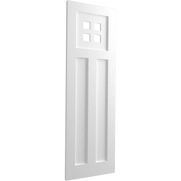 Ekena Millwork True Fit PVC San Antonio Mission Style Fixed Mount Shutters, Unfinished, 15W x 29H, PR - TFP001ST15X029UN
