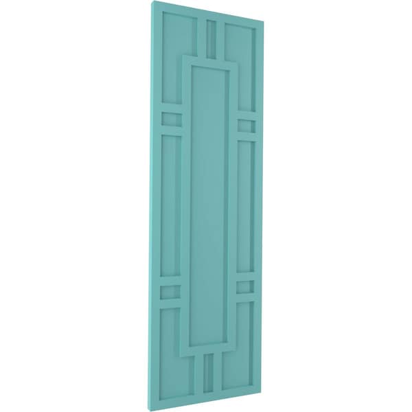 Ekena Millwork True Fit PVC Hastings Fixed Mount Shutters, Pure Turquoise, 12W x 38H, PR - TFP001HS12X038PT